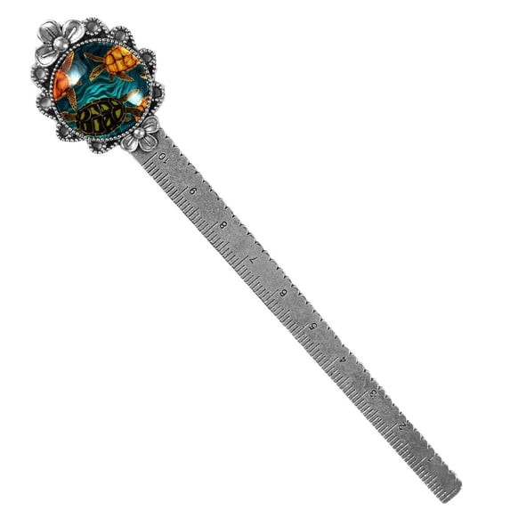 Sea turtles Vintage Silver Lace-Edged Bookmark, a Gift for Readers and Book Lovers - Book Marker and Reading Accessory