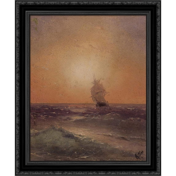 Sea view 20x24 Black Ornate Wood Framed Canvas Art by Aivazovsky, Ivan