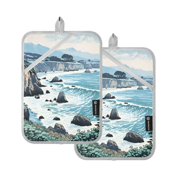 ALAZA Sea with Sky Pot Holders Set of 2 Heat Resistant Kitchen Oven Mitts