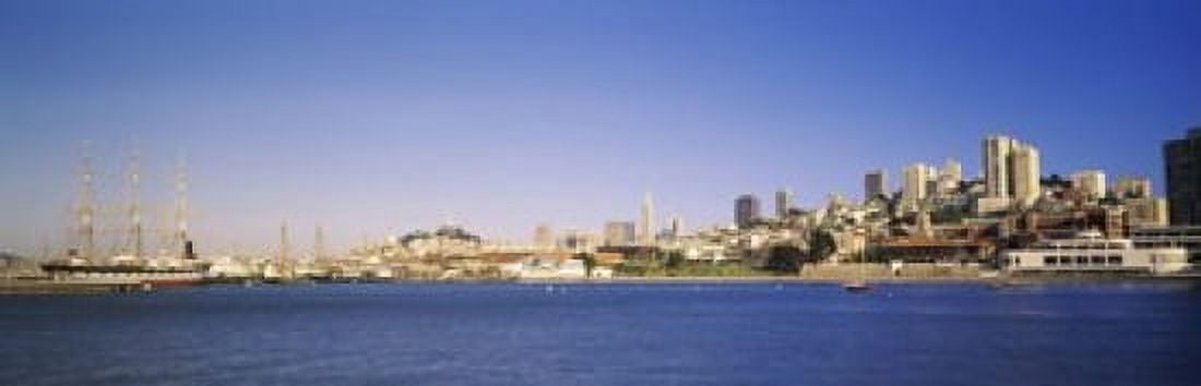 Sea with a city in the background Coit Tower Ghirardelli Square San Francisco California USA Canvas Art - Panoramic Images (18 x 6)