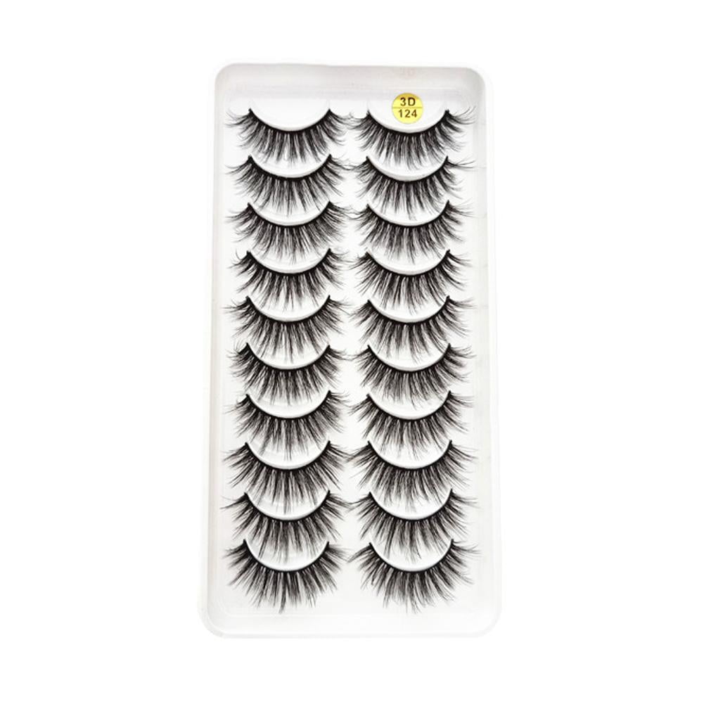 SeaAZqurtles 10Pairs Long Cross False Eyelashes Fake Thick Black Eye ...
