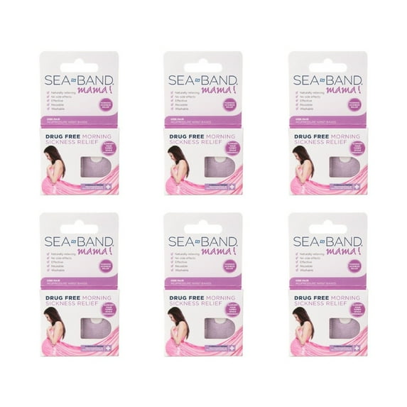 SeaBand Mama Morning Sickness Relief Acupressure Wrist Bands - 1 Pair(Pack of 6)