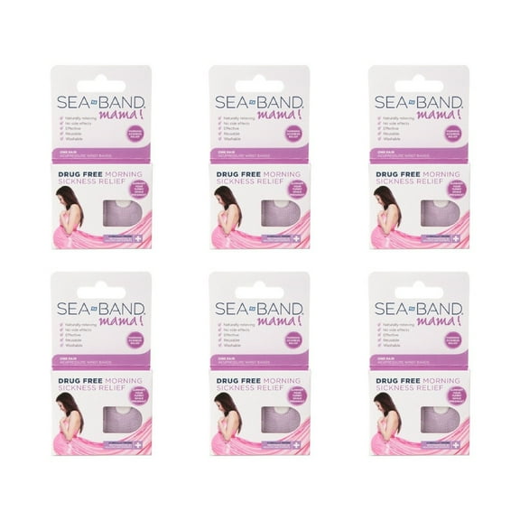 SeaBand Mama Morning Sickness Relief Acupressure Wrist Bands - 1 Pair(Pack of 6)