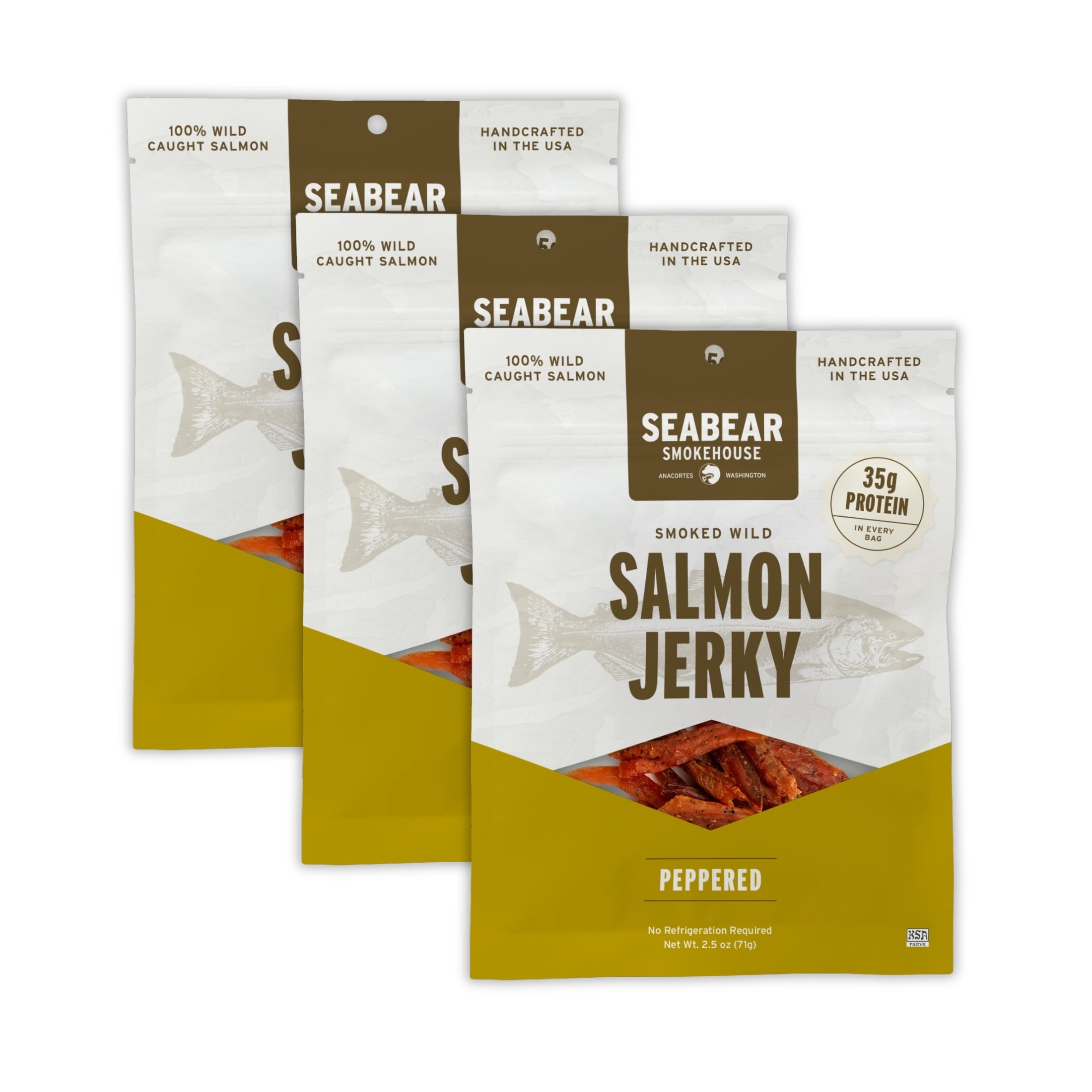 SeaBear Smoked Salmon Jerky - Peppered, 3.5 oz (3 Pack)