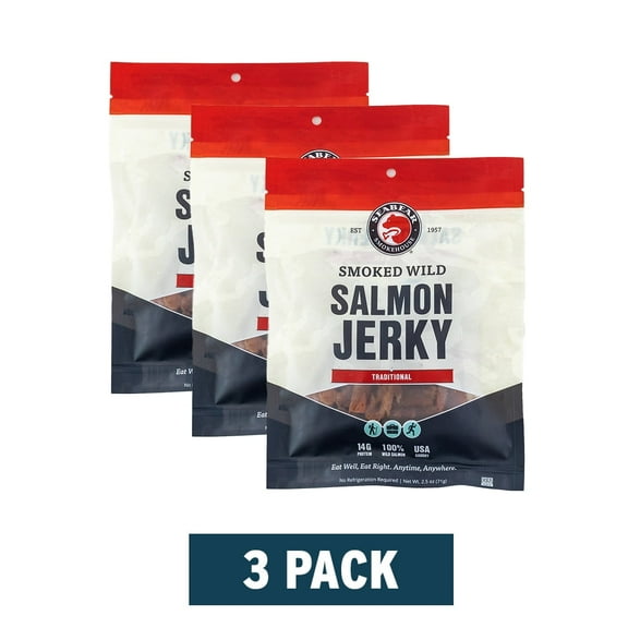 SeaBear Smoked Salmon Jerky - Traditional, 3.5 oz (3 Pack)