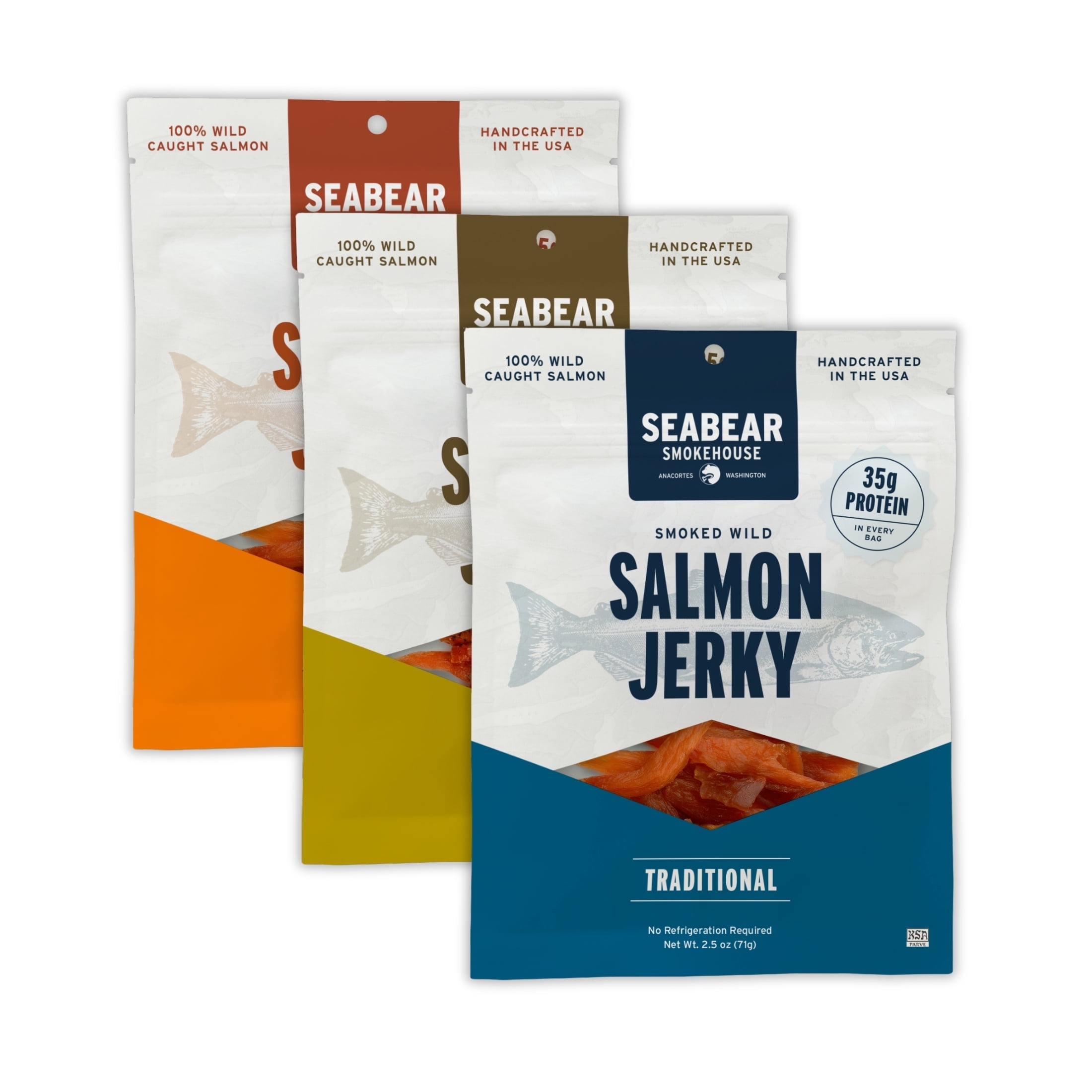 SeaBear Smoked Salmon Jerky Variety Pack, 3.5 oz (3 Pack)