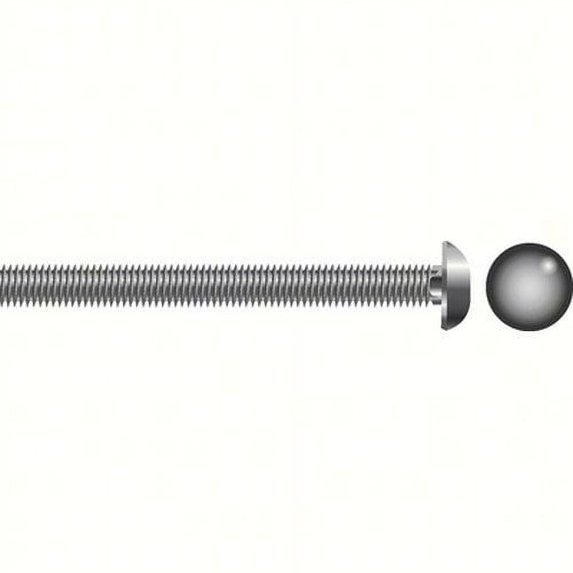 SeaChoice 00113; 1/4-20 X1 Carriage Bolt Stainless Steel 25/ Bag