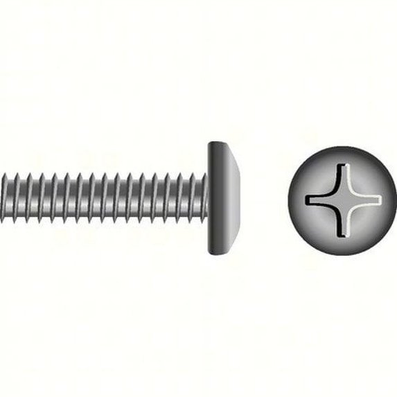SeaChoice 00434; 4-40 X1 Phillips Head Pan Machine Screw Stainless Steel 100/ Bag