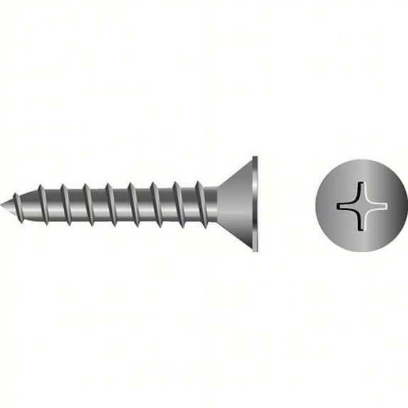 SeaChoice 00706; #8 X1 Phillips Head Flat Sheet Metal Screw Stainless Steel 100/ Bag