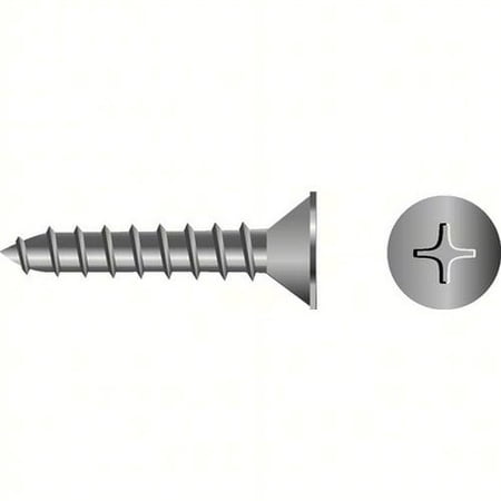 SeaChoice 00719; #10X1 Phillips Head Flat Sheet Metal Screw Stainless Steel 100/ Bag