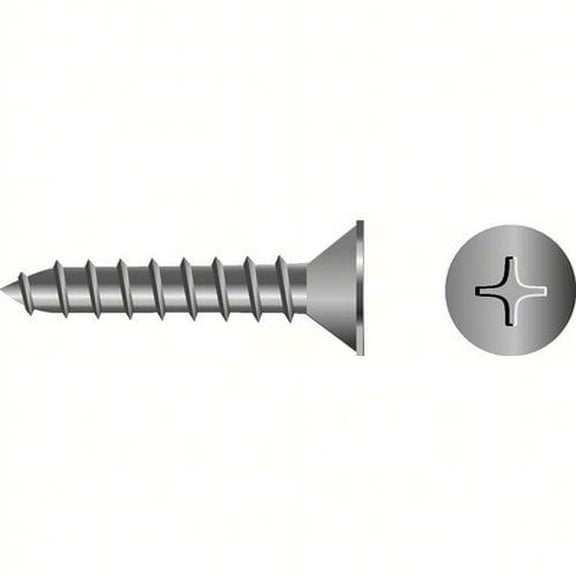 SeaChoice 00723; #10X 1-1/2 Phillips Head Flat Sheet Metal Screw Stainless Steel 100/ B
