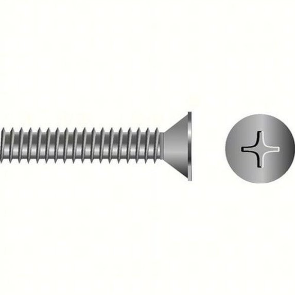 SeaChoice 01336; M6-1X40 Phillips Head Flat Machine Screw Stainless Steel 25/ Bag