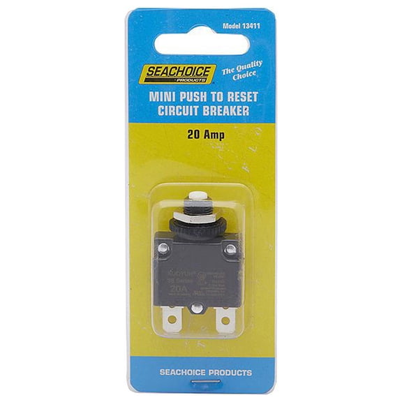 SeaChoice 13411; Mini-Cir Brkr-Push Reset-20-Amp