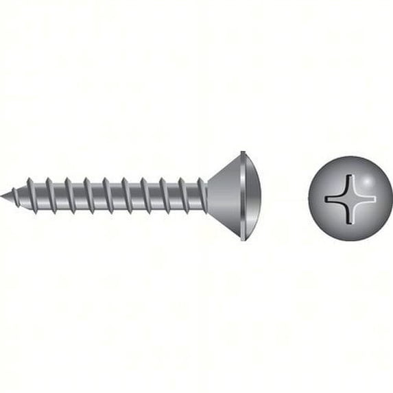 SeaChoice 59606; #8 X 1-1/2 Phillips Head Oval Tapping Screw 6/ Bag