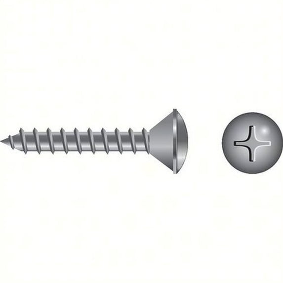 SeaChoice 59623; #14 X 1 Phillips Head Oval Tapping Screw 4/ Bag