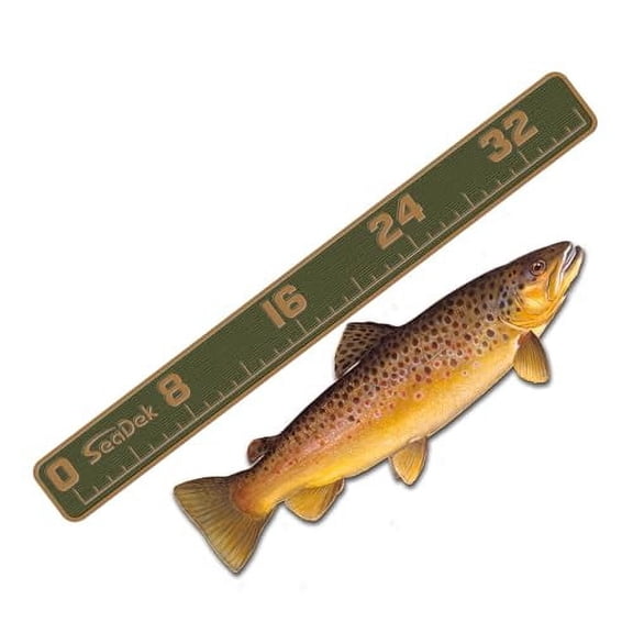 SeaDek EVA Foam Fish Measuring Ruler for Boat, Fishing, Kayak | Adhesive Backing Peel & Stick - 36" OliveGreen-Mocha