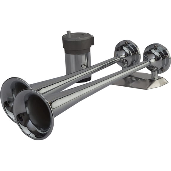 SeaDog 432520 Maxblast 20 Amp 121 DB 12V 11 PSI Dual 17" Trumpet Air Horn Chrome Plated Brass