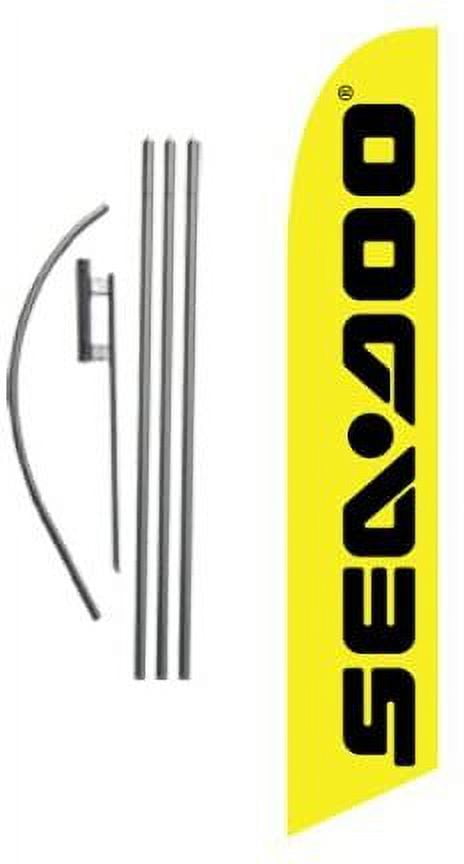 SeaDoo Advertising Feather Banner Swooper Flag Sign with Flag Pole Kit and Ground Stake