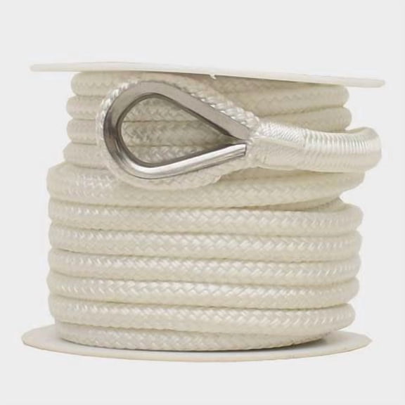 SeaGrace Boat Anchor Line | Double Braided 3/8 Inch x 50 FT White