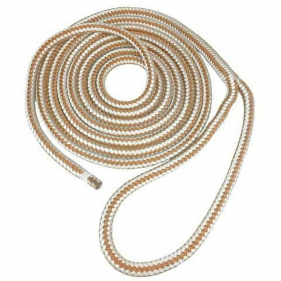 SeaGrace Boat Dock Line | Double Braided 1/2 Inch x 25 FT Gold White