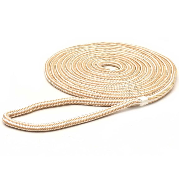SeaGrace Boat Dock Line | Double Braided 5/8 Inch x 30 FT Gold White