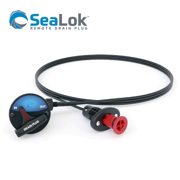 SeaLok Remote Drain Plug System with Actuator Cable for Boats, Watertight Hull Drain, 6 ft Cable Length