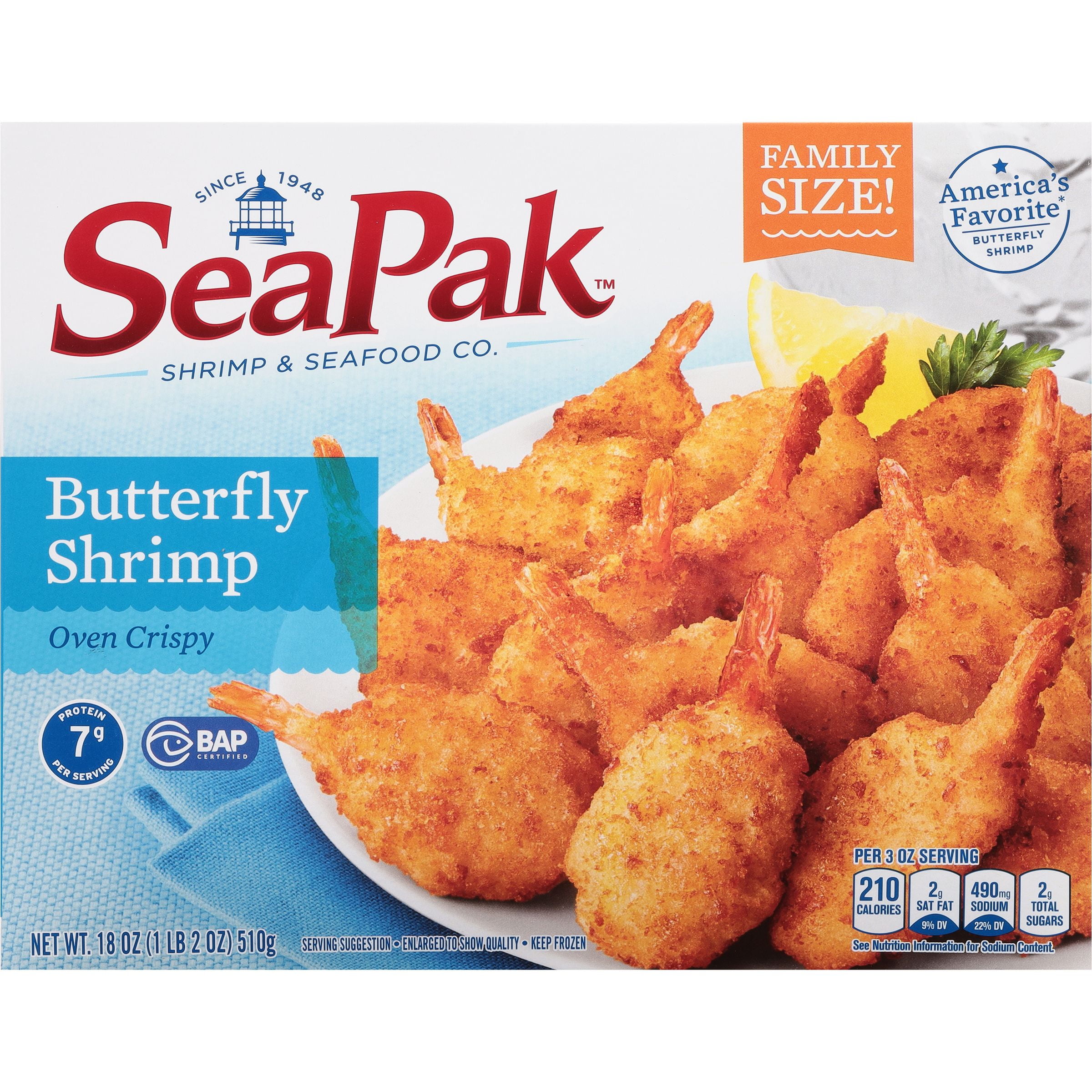 SeaPak Butterfly Shrimp with Crispy Breading, Easy to Bake, Frozen, 18