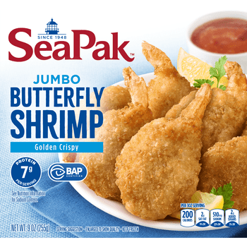 SeaPak Jumbo Butterfly Shrimp in Crispy Breading, 9 oz Box, BAP Certified, Frozen