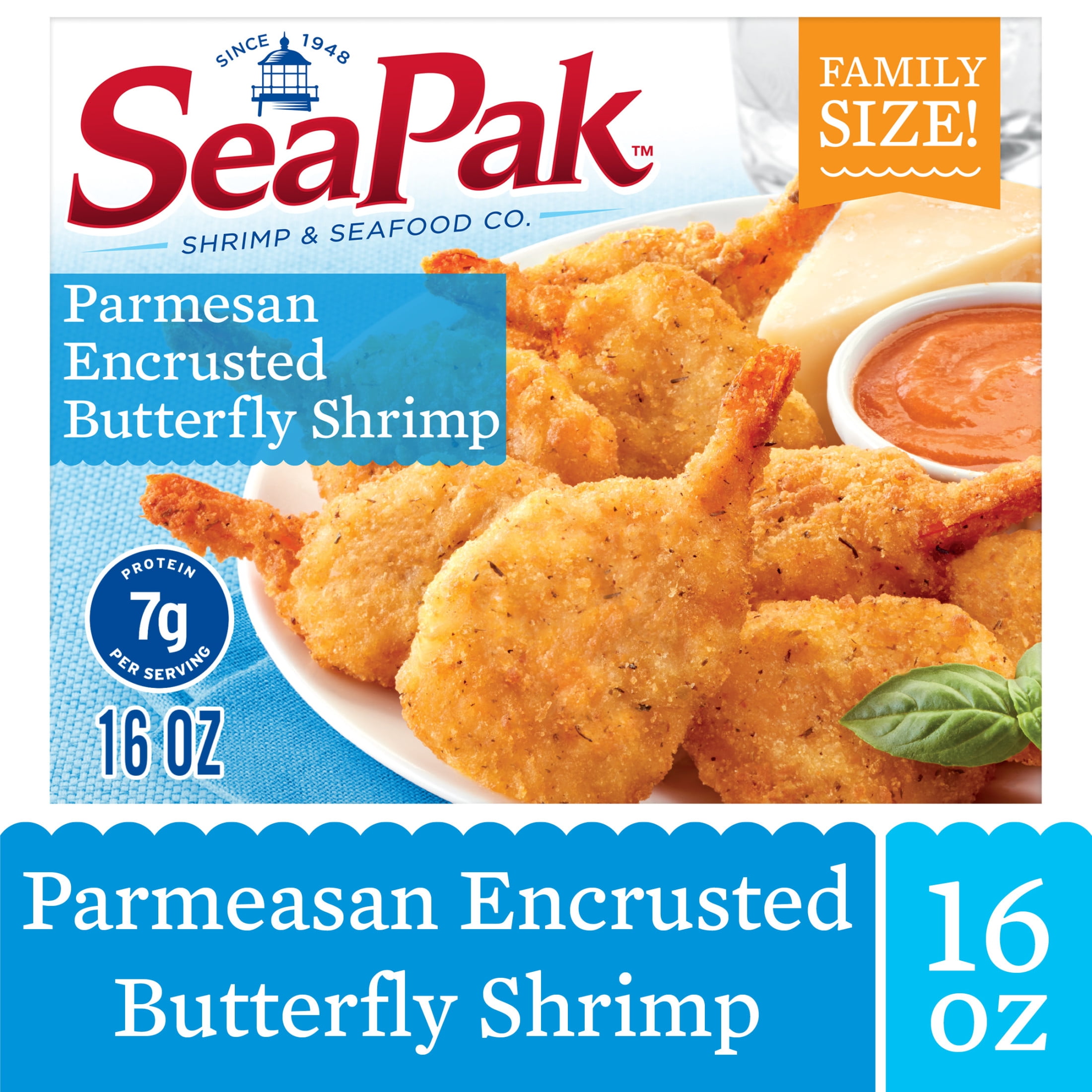 SeaPak Parmesan Encrusted Jumbo Butterfly Shrimp with Sauce, 16 oz