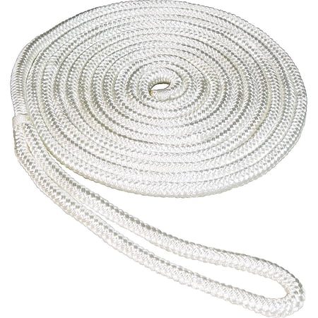 SeaSense Double Braid Nylon Dock Line, 1/2" x 20', 12" Eye, White