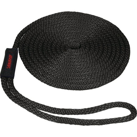SeaSense Pre-Spliced Solid Braid MFP Dock Line with Chafe Guard, 1/2" x 15', 10" Eye, Black