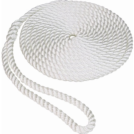 SeaSense Twisted Nylon Dock Line, 5/8" x 30', 15" Eye, White