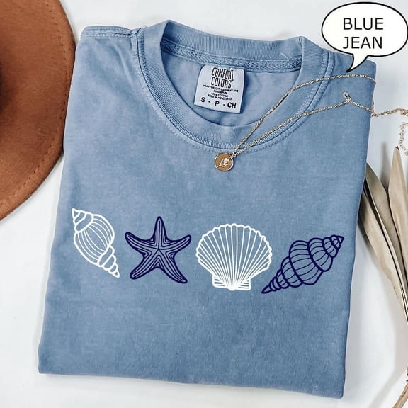 SeaShell T-Shirt, Beach T-Shirt, Summer Woman Shirt, Aesthetic Shirt, Ocean Lover Gift, SeaShell T-Shirt TH150537