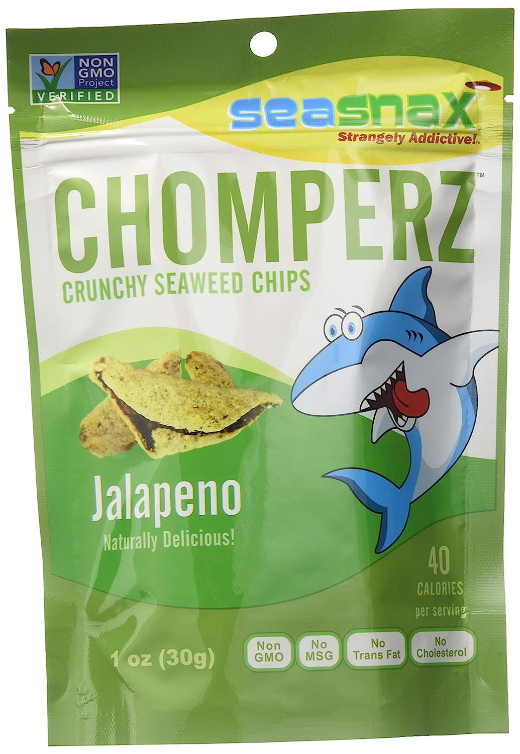 SeaSnax Chomperz Crunchy Seaweed Chips Jalapeno 1 oz Pack of 4