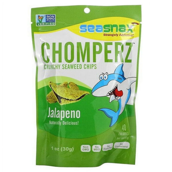 SeaSnax, Chomperz, Crunchy Seaweed Chips, Jalapeno, 1 oz