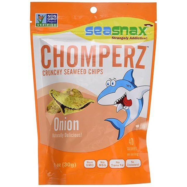 SeaSnax Chomperz Crunchy Seaweed Chips Onion 1 oz Pack of 4
