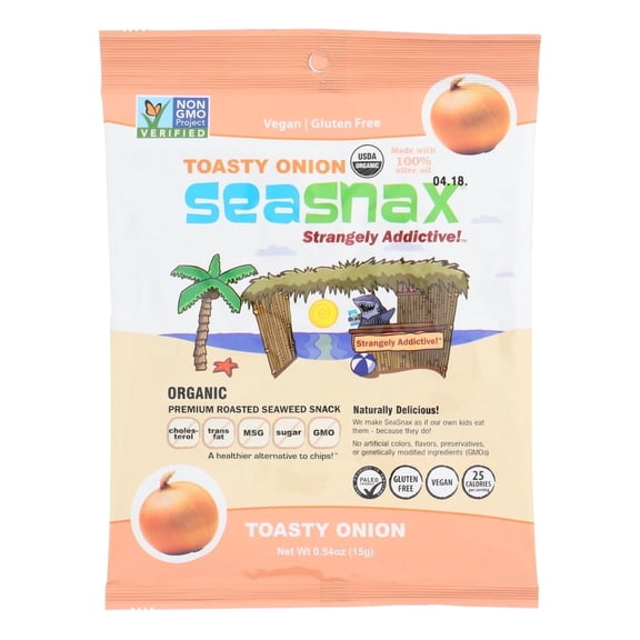 SeaSnax Organic Premium Roasted Seaweed Snack Toasty Onion 0.54 oz