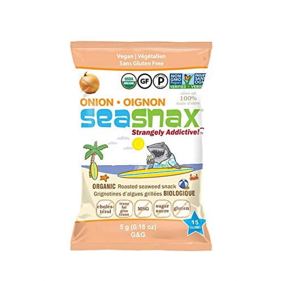 SeaSnax Organic Roasted Seaweed Snack, Onion, 0.18 Ounce (Pack of 6)