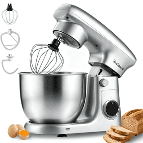 SeaSpark 3-in-1 Stand Mixer, 5.5 QT Tilt-Head 10-Speed Electric Stand Mixer, Food Mixer with Dough Hook, Beater, Whisk, Silver