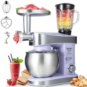 SeaSpark 6 in 1 Multifunctional Stand Mixer, 6 Speed Electric Food Mixer with 6.3 Quart Stainless Steel Bowl, 400W Tilt-Head, Purple