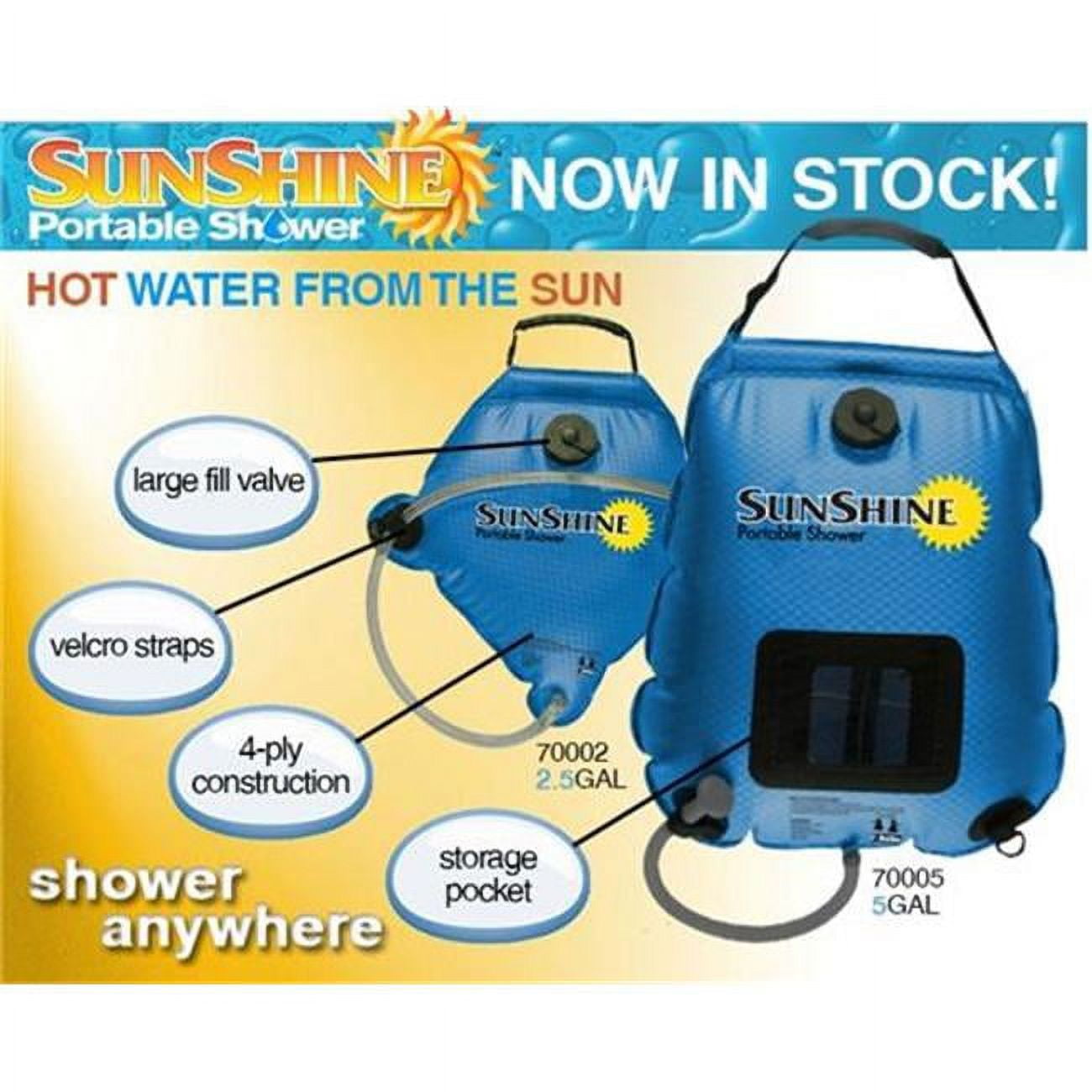 SeaStow 70002 Sunshine Portable Shower 2. 5 Gallon