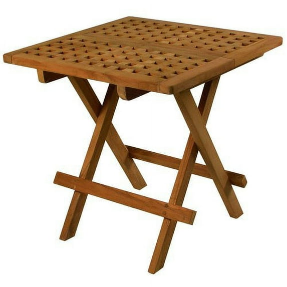 SeaTeak Square-Grate Top Folding Deck Table, Oiled Finish