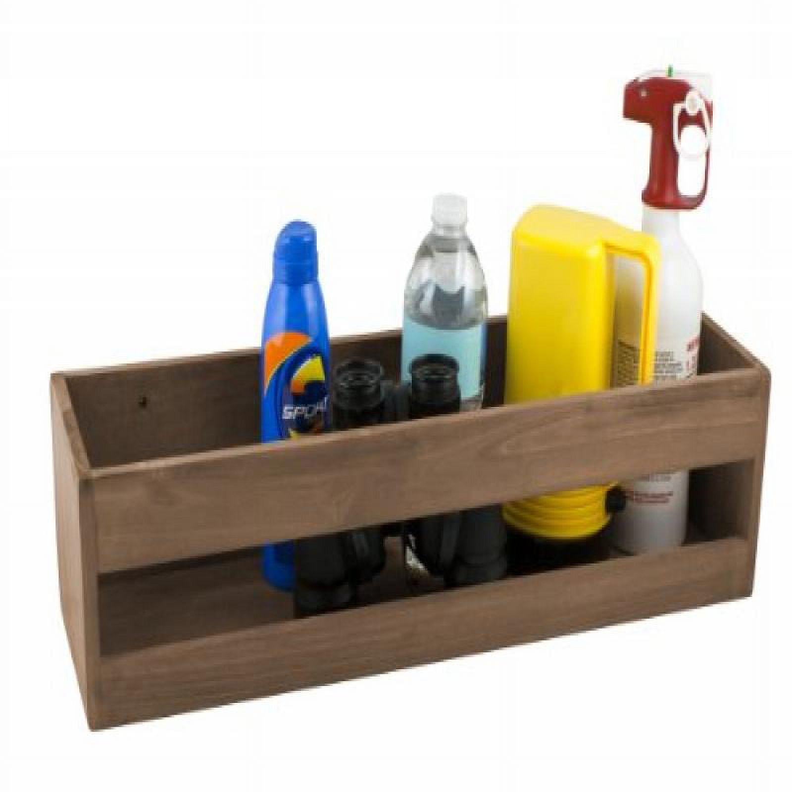 Solid Teak Brown Wall-Mounted Utility Shelf