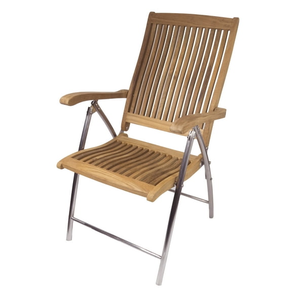 SeaTeak Windrift Folding 6-Position Deck Armchair with Stainless Steel Legs