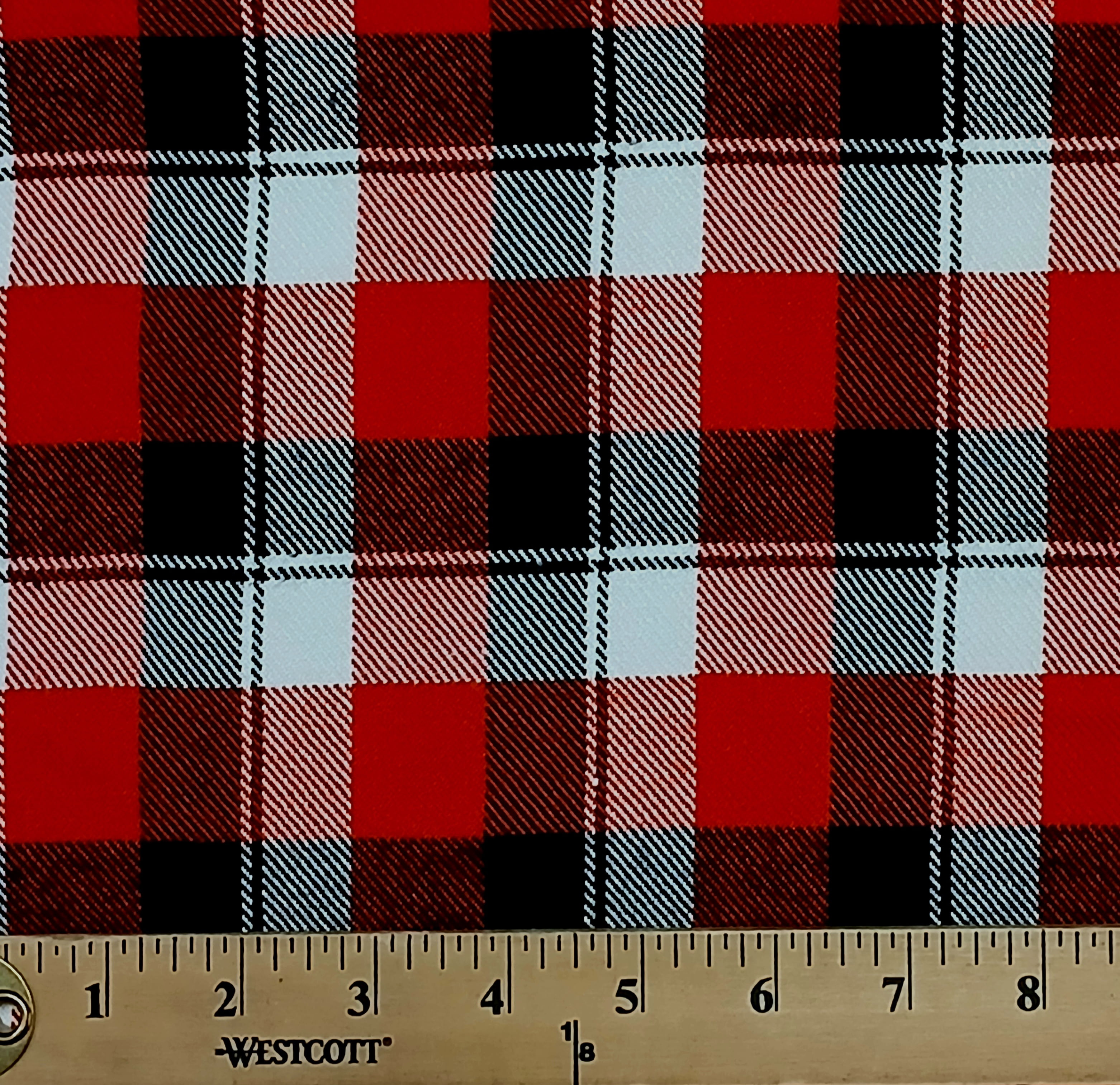 SeaWool Heavy Flannel Plaid Red Black White Robert Kaufman 51" Wide Woven Seawool Flannel Fabric by the Yard (S706-1308-RED)