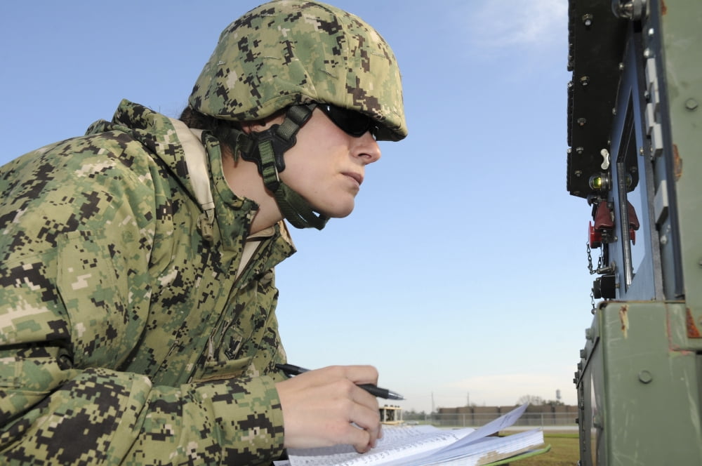 Seabee completes a generator check during a Command Post Exercise Canvas Art - Stocktrek Images (35 x 23)