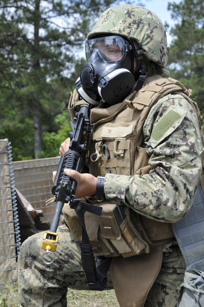 Seabee participates in a field exercise at Camp Shelby Mississippi Canvas Art - Stocktrek Images (23 x 35)