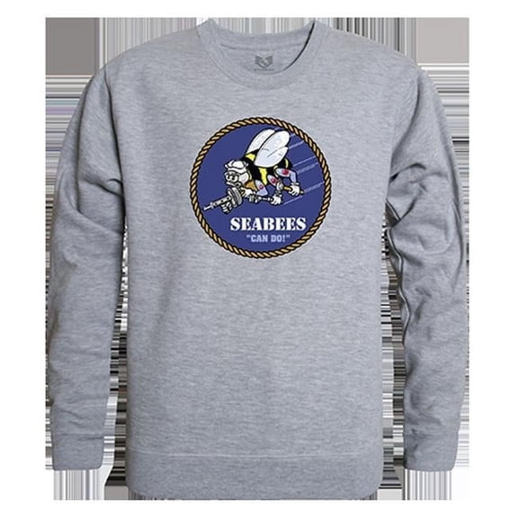 Seabees Graphic Crew Neck Sweatshirt, Heather Grey - Small