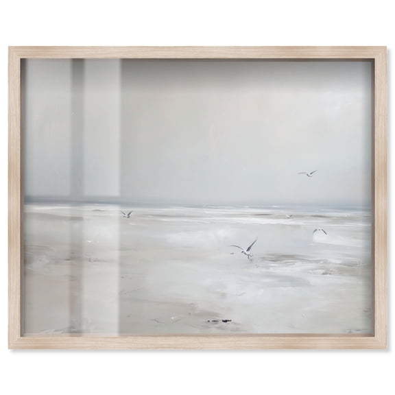 Seabird Shadowbox Print Vintage Art by Art Remedy, Blonde Frame, 24 x 20