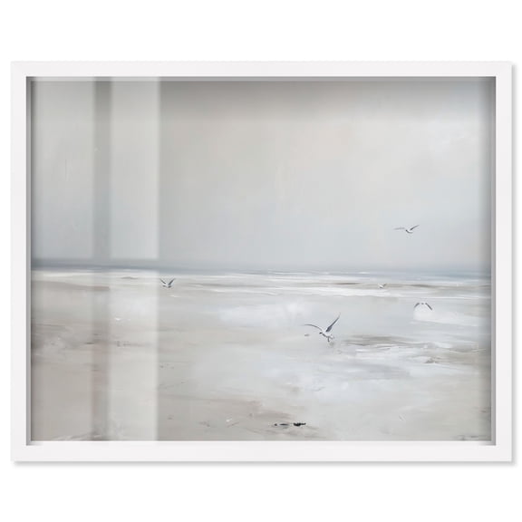Seabird Shadowbox Print Vintage Art by Art Remedy, White Frame, 36 x 30